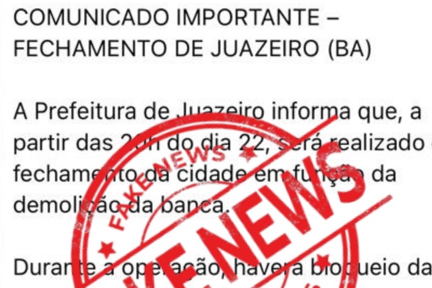 Prefeitura de Juazeiro desmente fake news sobre “fechamento” da cidade