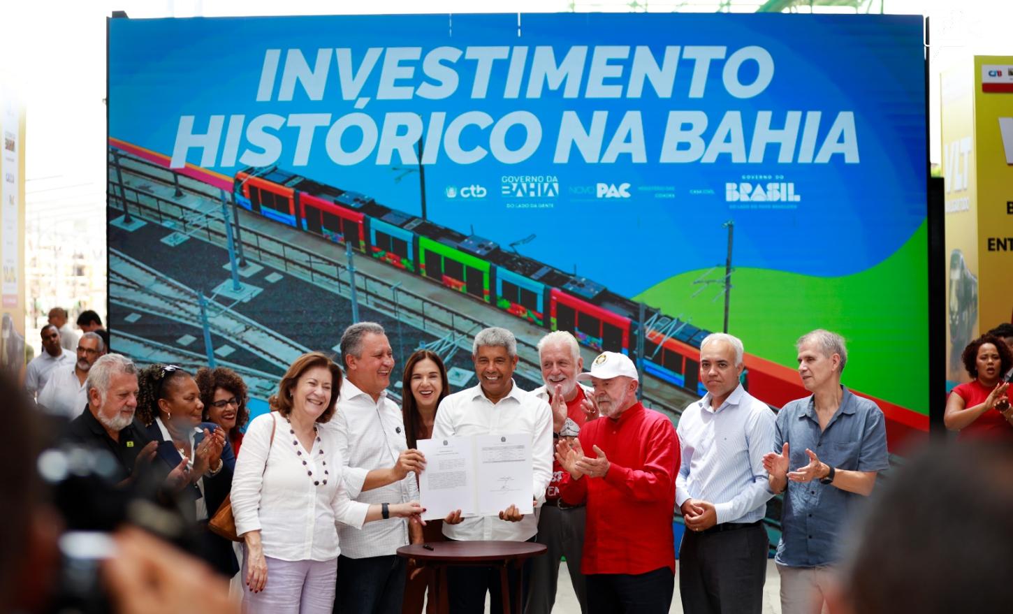 Ao lado de Lula, Jerônimo autoriza nova etapa do VLT e avanço do metrô em Salvador