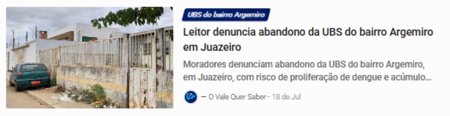 Primeira denúncia dia 18 de Julho de 2025